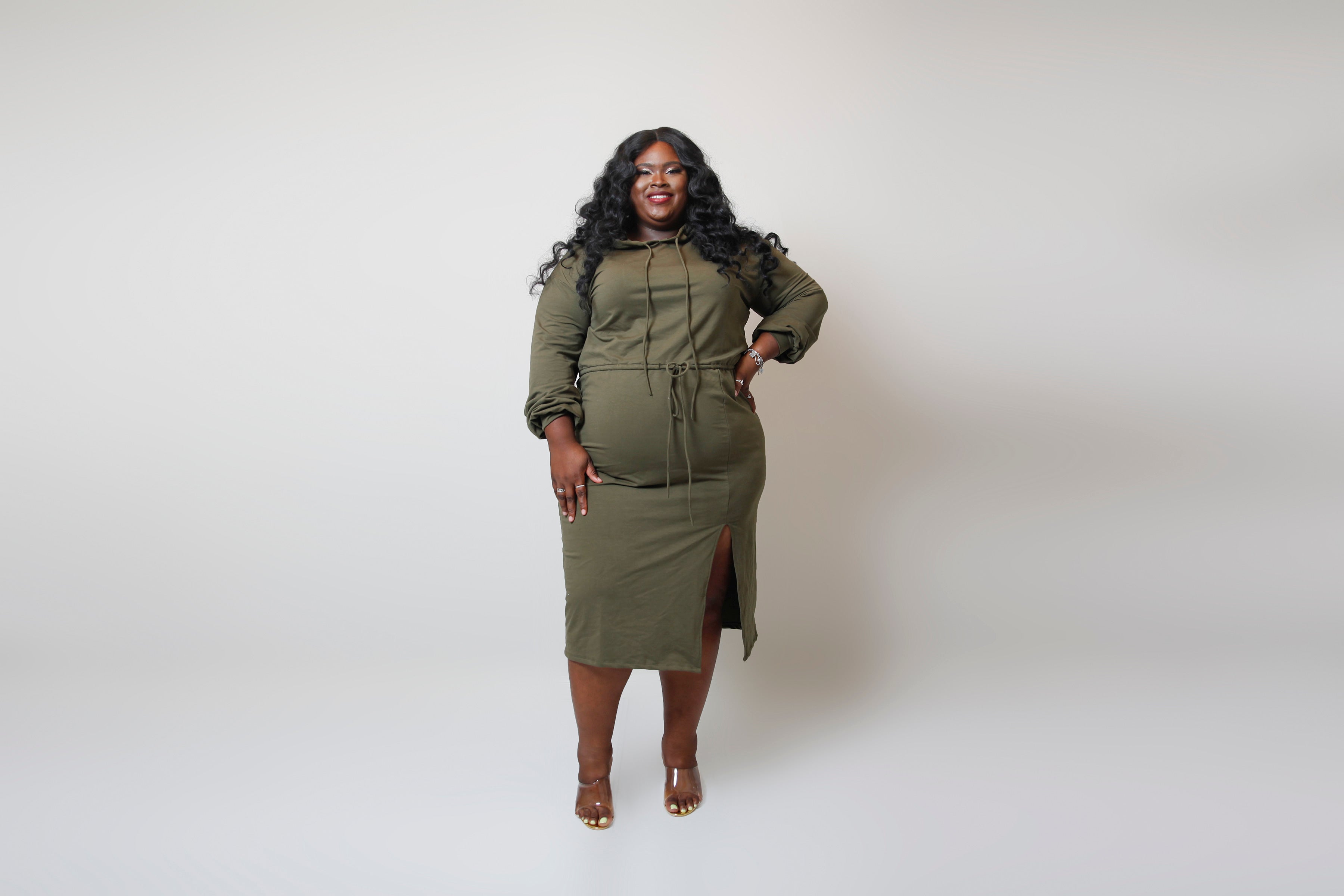 COOL WEATHER HOODIE DRESS OLIVE